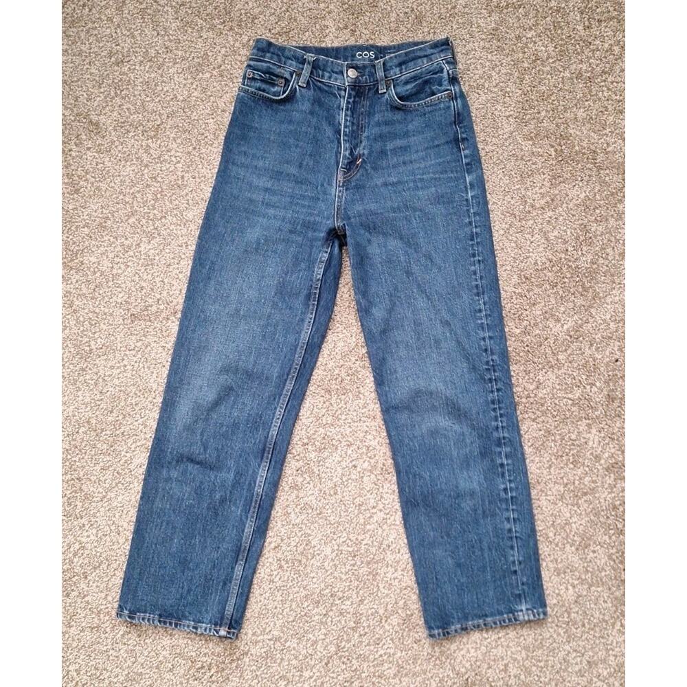 Cos Womens Straight Leg Extra High Rise Ankle Length Blue Denim Jeans Size 26